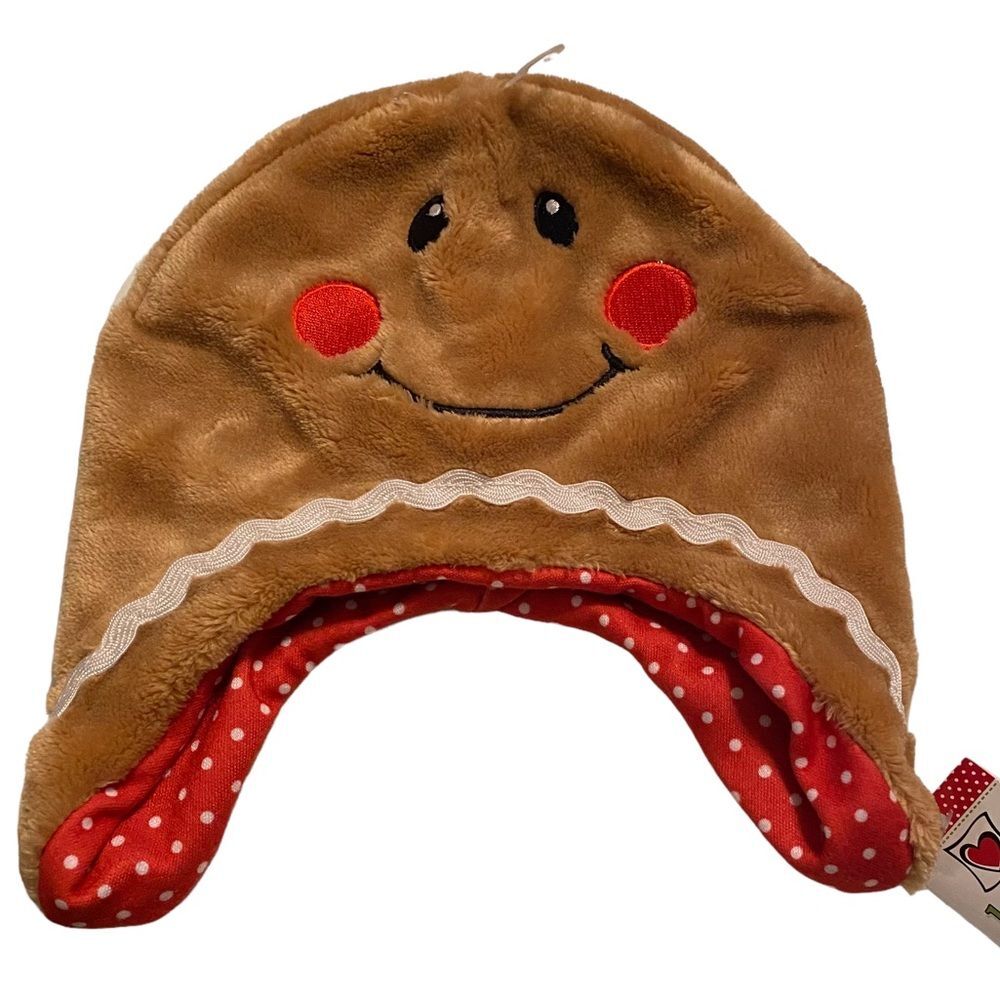 Baby Ganz Plush Happy Gingerbread Man Hat Cap 3-6 Months NWT Christmas Brown